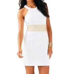 LILLY PULITZER Ashlyn Shift Dress white with gold waist